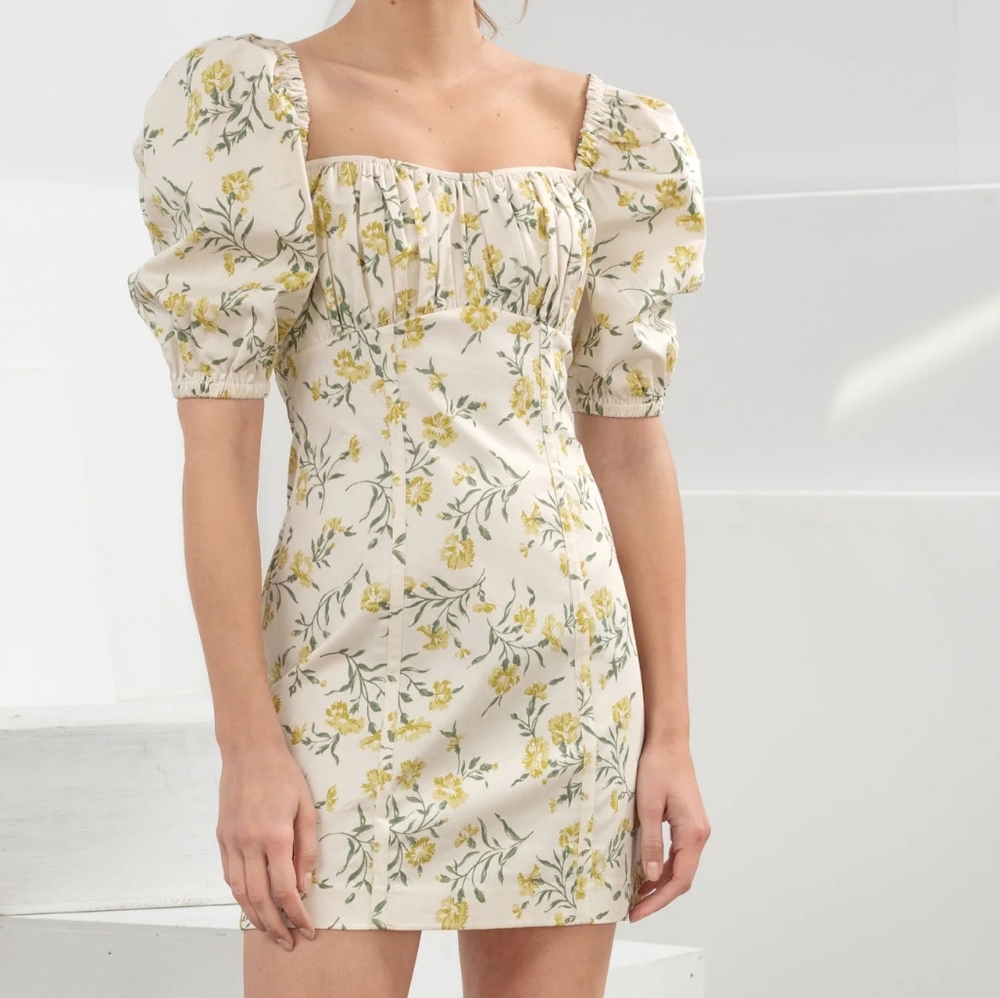 & Other Stories floral print puff sleeve mini dress